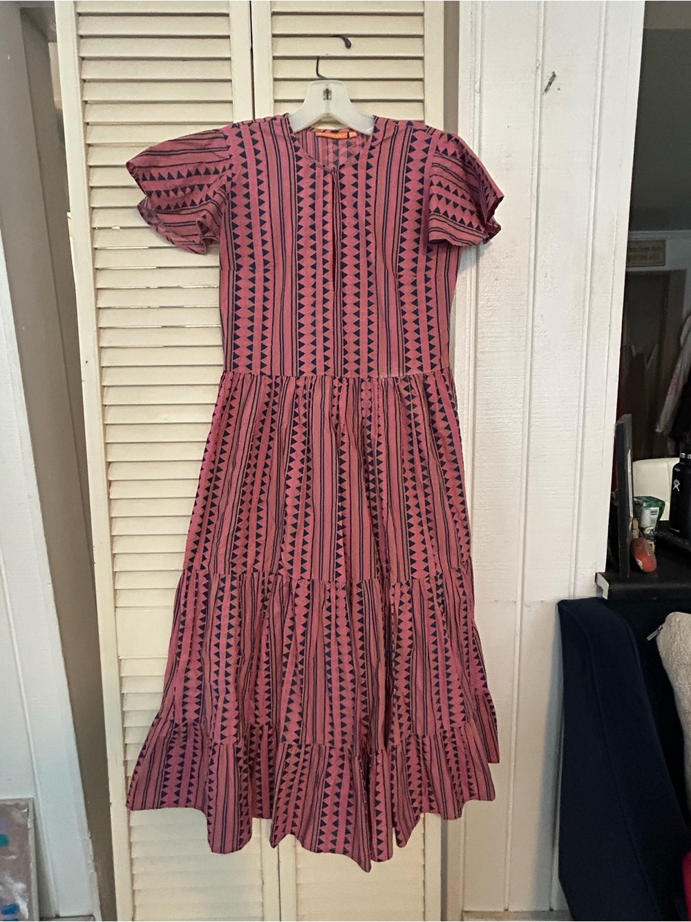 Pink Patterned Woman’sTiered Dress
